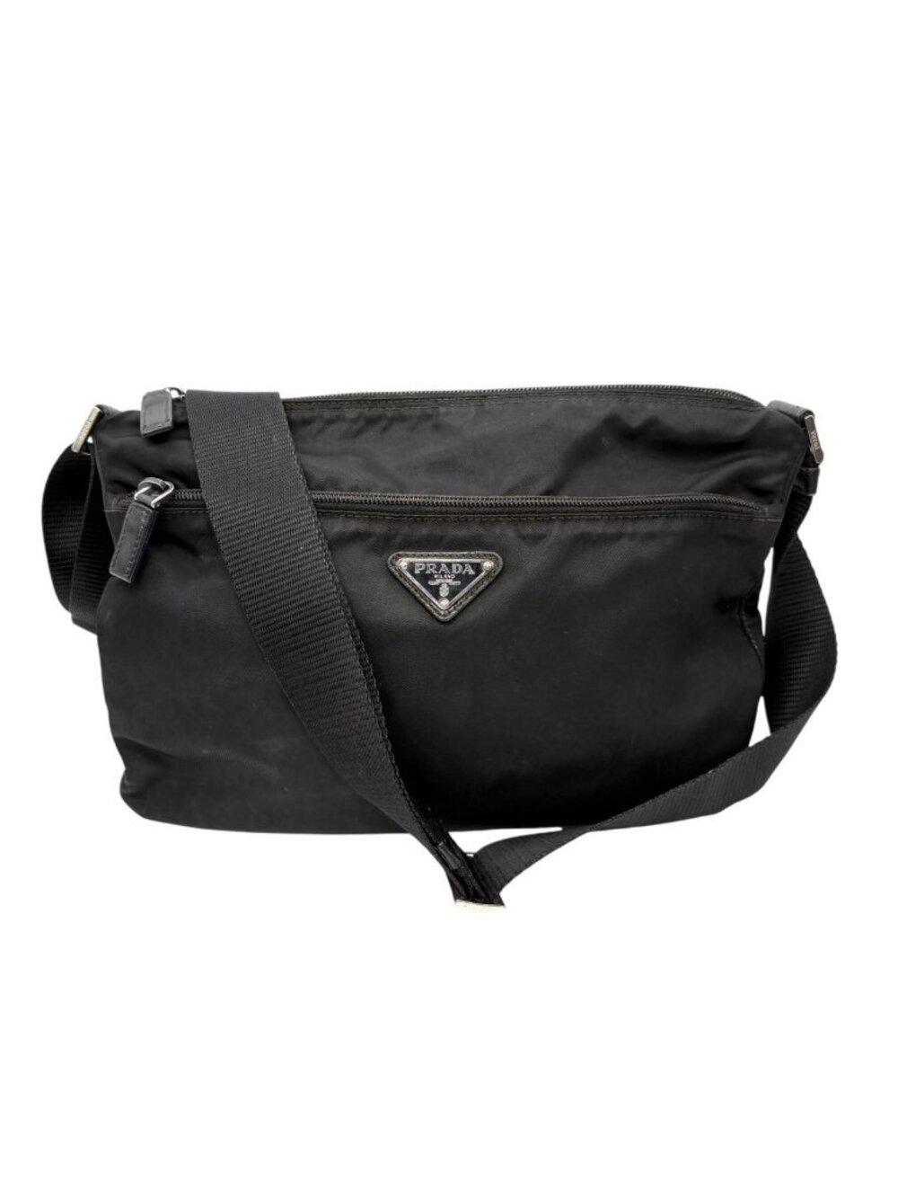 Prada Nylon Shoulder Bag Triangle Logo Black